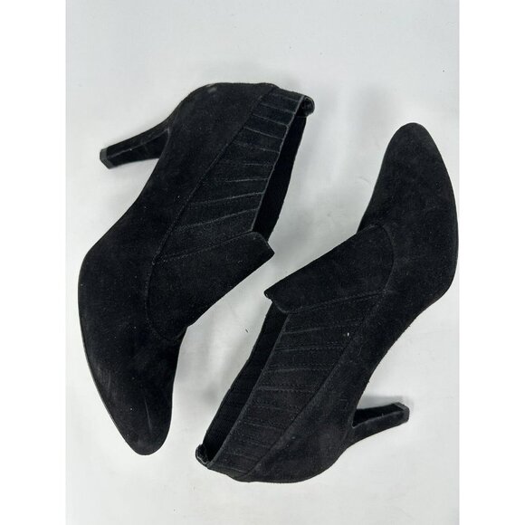JILDOR SUEDE 7.5 BLACK ANKLE BOOTIES - Picture 3 of 10